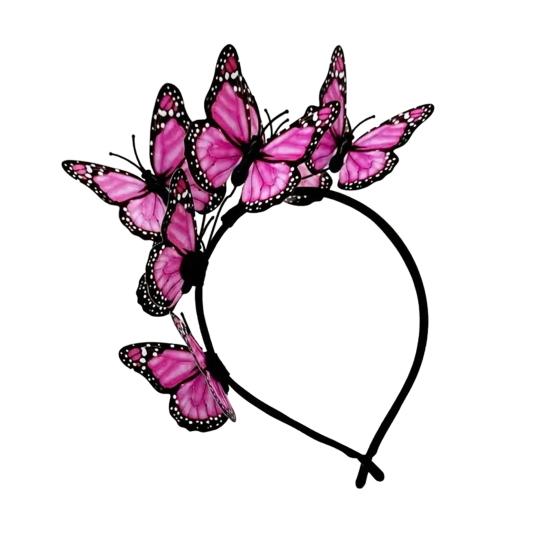 Женская повязка на голову с разноцветными бабочками, декор для свадебных волос, вечеринки, косплей, Хэллоуин, аксессуары для волос