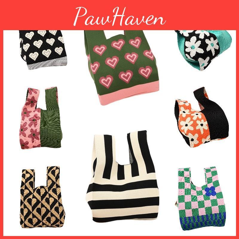 Durable Polyester Fabric Knitted Handheld Bag In 10 Colors For Women