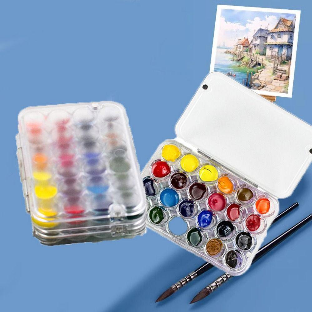Мини-палитра для акварели на 24 ячейки, Акриловая коробка для красок, Художественные принадлежности, Поддон для акварели, Офисы