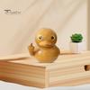 Статуэтка утки со средним пальцем, деревянная текстура, маленькая желтая утка, поводок, скульптура, модель животного, домашний офис, книжная полка, украшение для рабочего стола, орнамент