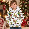 Kids Long Sleeve Christmas Print Hooded Sweatshirt Casual Pullover Top for Holiday