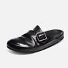 Fashion High Quality Soft Leather Brand Flat Sandal Women Fashion Metal Buckle Wide Band Designer Shoe Cozy Non-slip 44 Plus Size Sandal