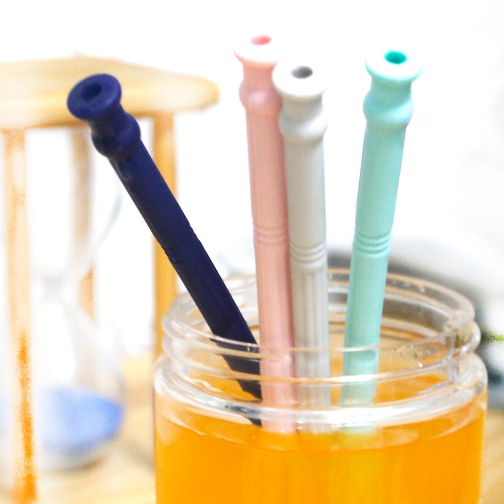 Silicone Folding Straw Capsule Box Set with Cleaning Brush Final Silicone Straw Small Package Color Random
