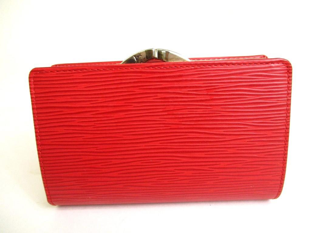 Оригинальный бифолд-кошелек LOUIS VUITTON из красной кожи Epi French Purse #9742 Открытая коробка
