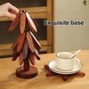 Wooden Trivets for Hot Dishes Folding Tree Shape Black Walnut Table Mat Holders Heat Insulated Pad Set Coasters for Teapot Pots Christmas Placemats