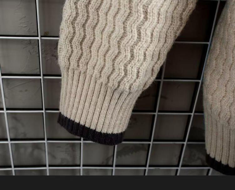 Мужской вязаный свитер свободного кроя в корейском стиле однотонный - Теплый пуловер на осень/зиму