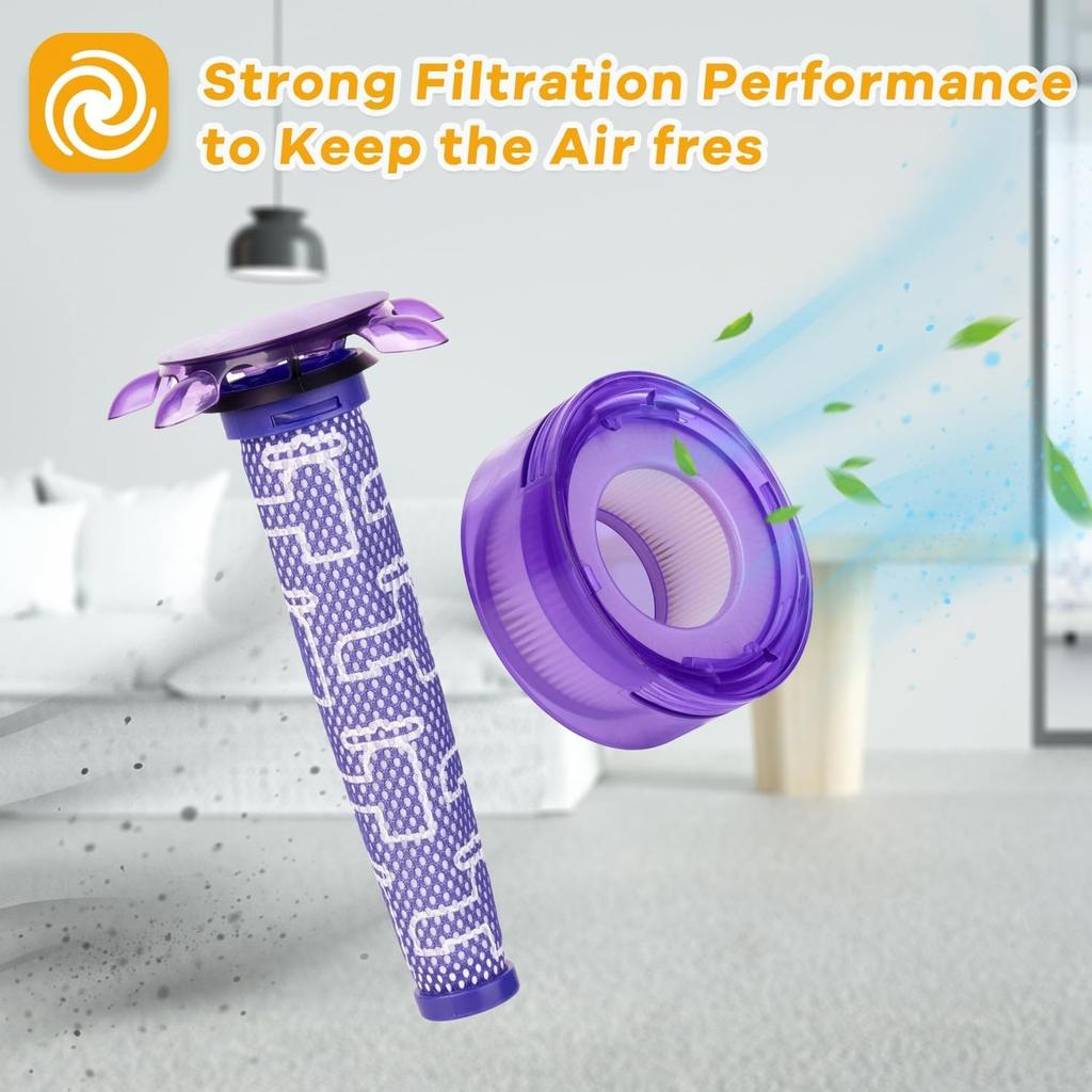 2Pack Upgraded V8 Star Pre-Filters and Post Filters for Dyson V8 Origin Animal Handheld Cordless Stick Vacuum Cleaner New Version SV10 SV25 Dyson Car