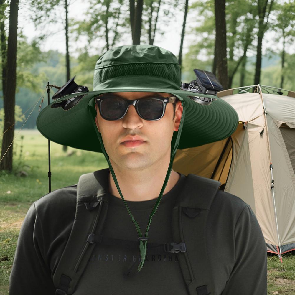 Шляпа от солнца с широкими полями и вентилятором на солнечной батарее, съемный вентилятор на солнечной батарее, защита от УФ-лучей, летняя уличная шляпа для пеших прогулок, рыбалки, портативные заряжаемые кепки