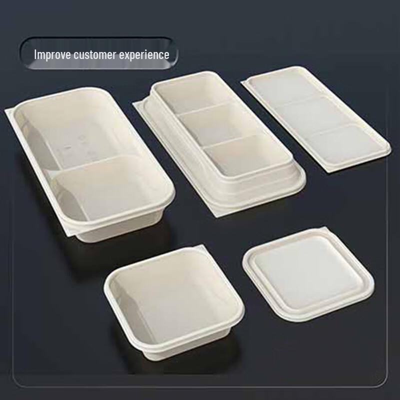 Biodegradable Corn Starch Disposable Meal Box Set, 1100ml