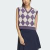 Adidas Originals Plaid Print V-Neck Pullover Sports Vest Women Tops Dark-Grey Violet Light-Brown IX7814