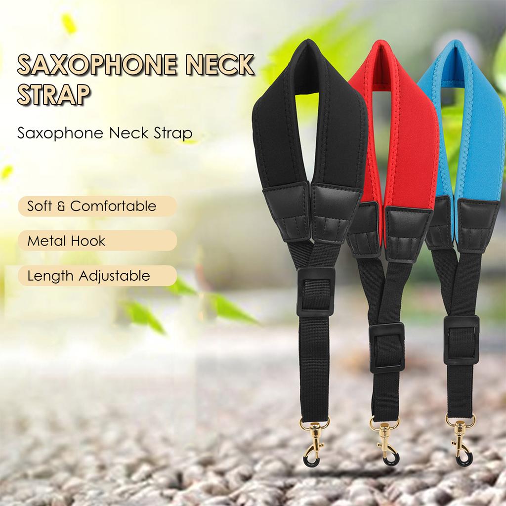 Adjustable Saxophone Neck Strap Nylon Sax Strap Metal Hook for Tenor/ Soprano/ Alto Saxophones