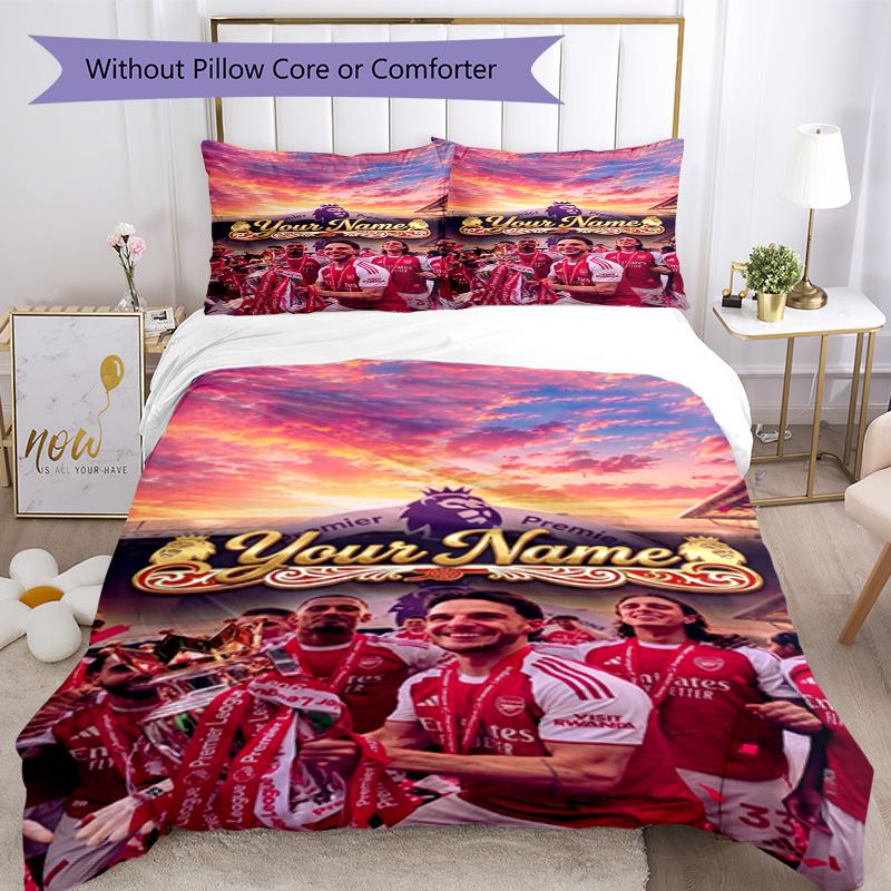 Arsenal Football Player Customizable Name Bed Sheet Set Design for Decorate room Soft Bedding Home Decor Gift for Festivals