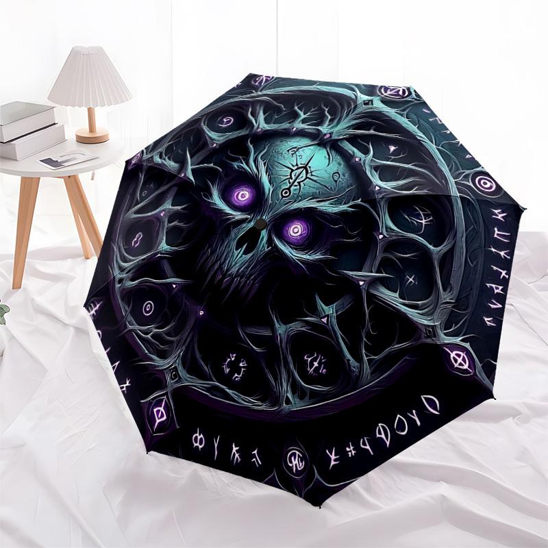 1pc Gothic Skull Mandala Automatic Open/Close Umbrella, Folding Compact Umbrella with Lightweight Design for Women/Menyy251028189