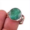 Emerald(Simulated) Handmade 925 Sterling Silver Jewelry Two Tone Ring S.9.5 L9Z54