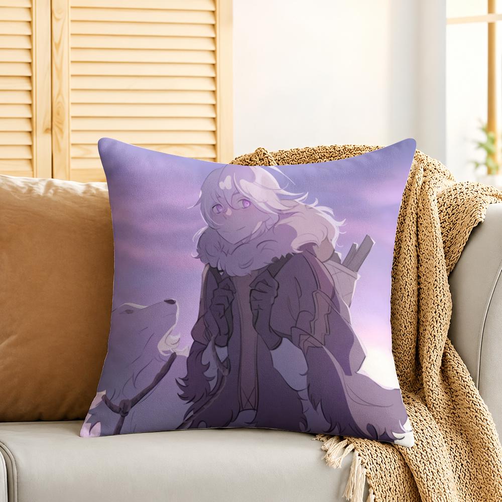 Anime To Your EEternity Cushion Cover Silky Short Plush Invisible Zipper Dustproof Sofa Pillow Case For Home Decor