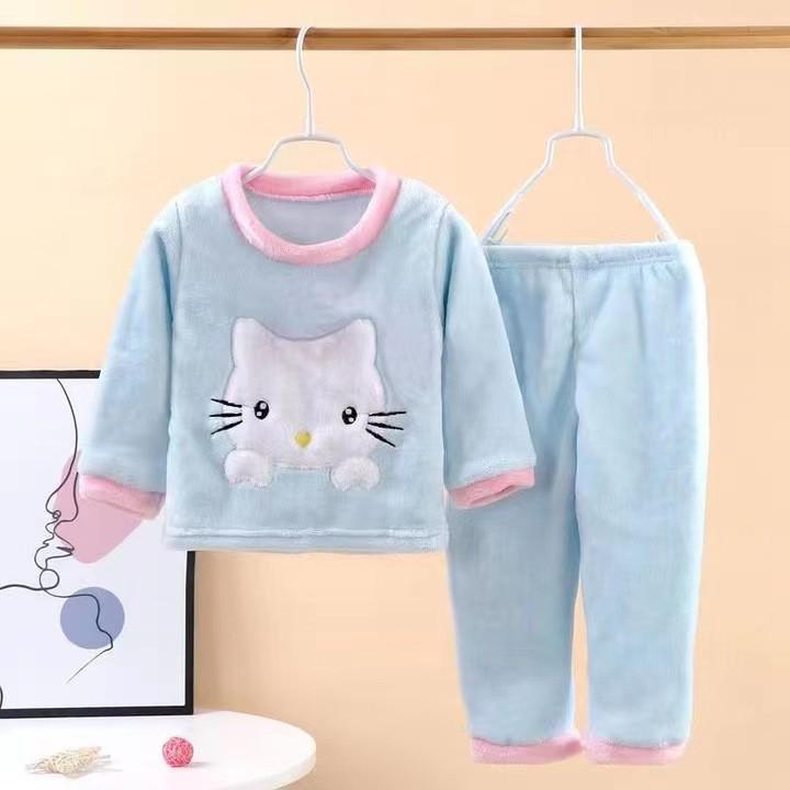 Теплый теплый фланелевый пижамный комплект для малышей - для мальчиков и девочек, коллекция осень/зима.
