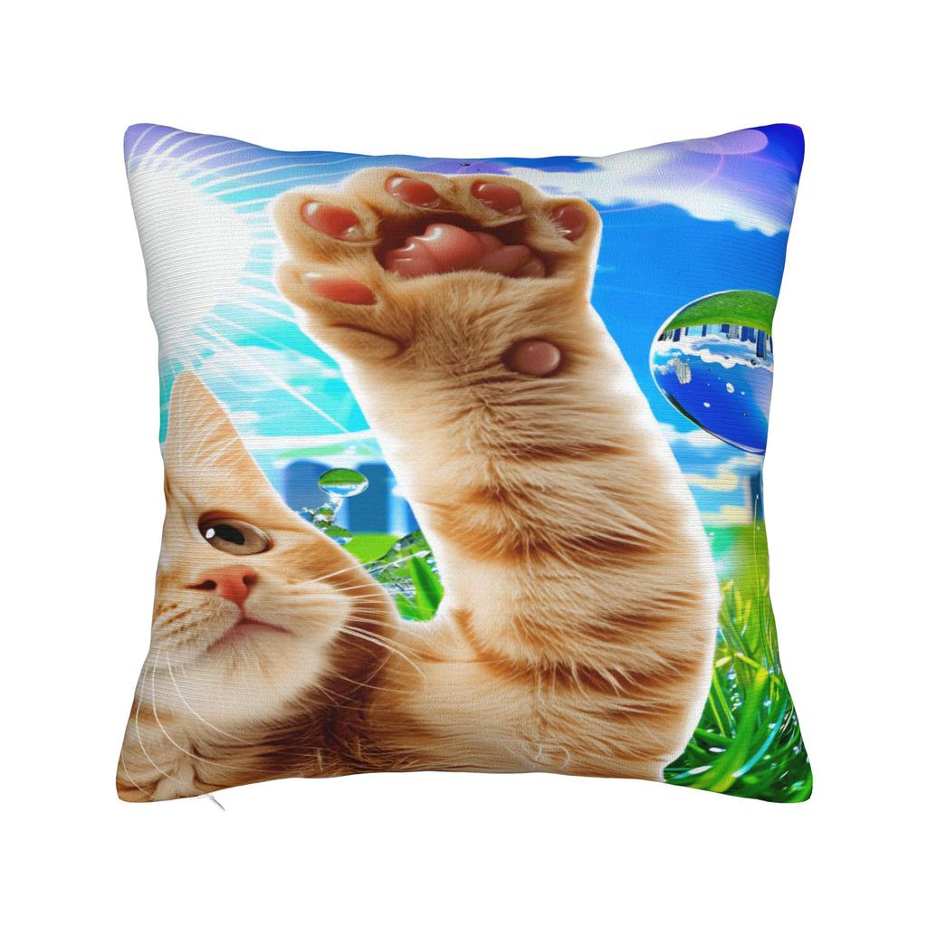 Наволочка с принтом кота в стиле Frutiger Aero Наволочка для стула, дивана, домашнего декора, современные наволочки