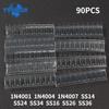 90PCS Rectifier Diode 1N4007 1N4001 1N4004 SS14 SS24 SS34 SS16 SS26 SS36 SMD Schottky Diode Assort Kit