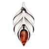 [R5508] - Серебряный кулон «Вдохновение», коньячный, янтарный (родий) - 30x15 мм