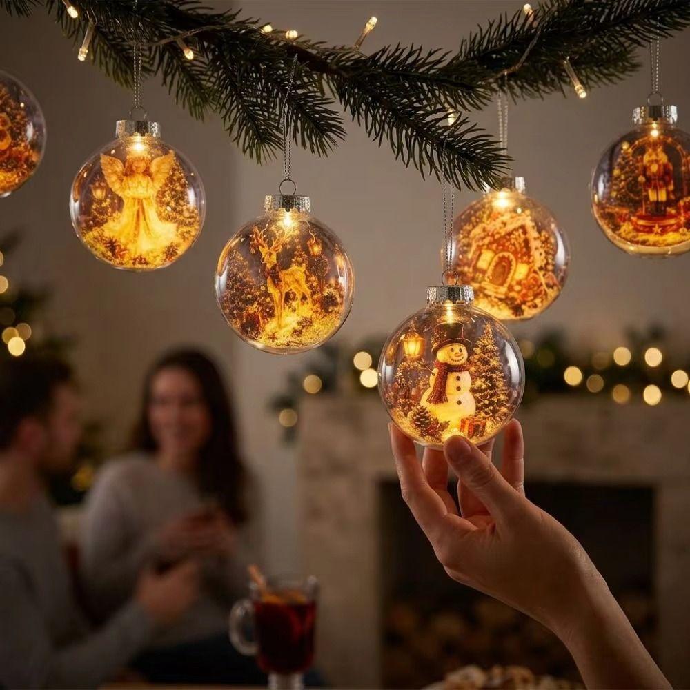 Clear Round Shape Christmas Ornament Warm Light Holiday Tree Pendant  Holiday Home Decor