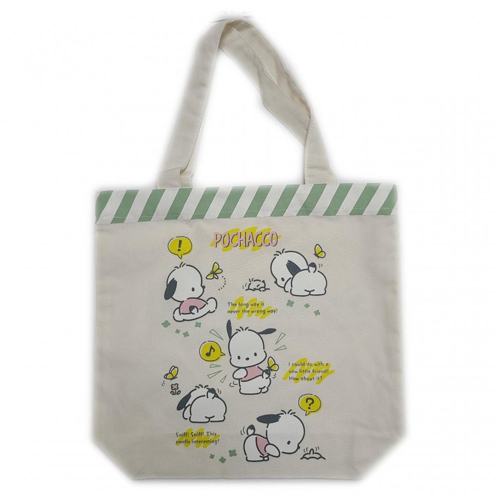 Sanrio Tote Bag Cotton Canvas Gusseted Large Capacity BackFront Pattern Different Cute Character Pochacco