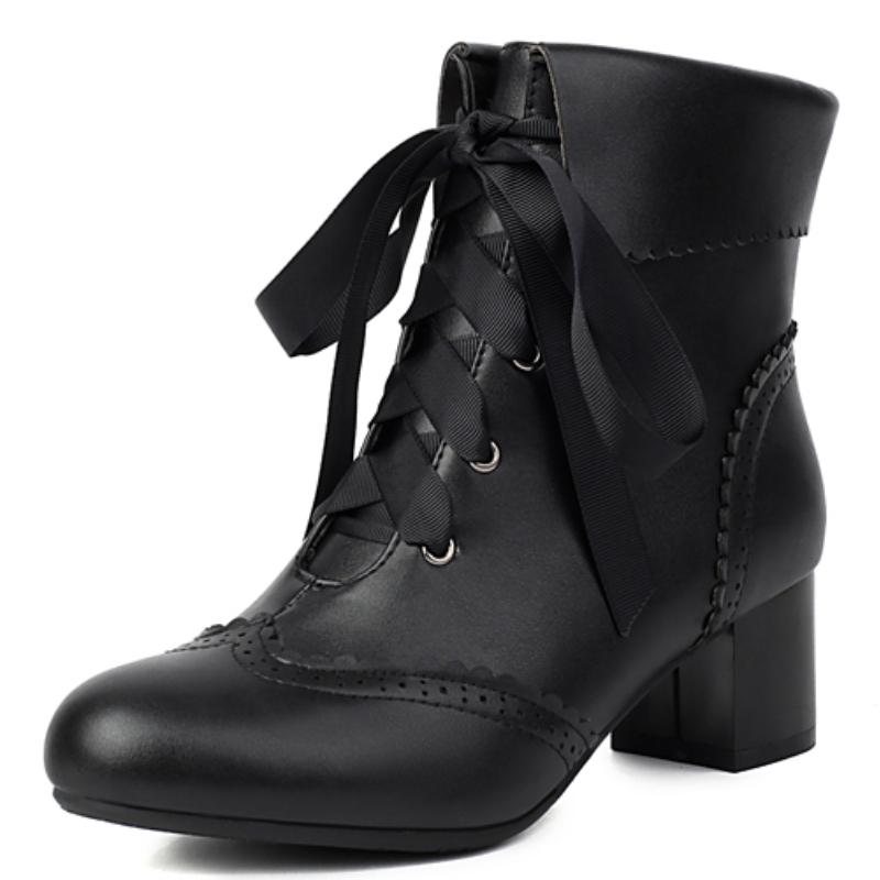 Белые ботильоны для женщин Лолиты Осень Зима 2024 Черные Розовые Короткие Ботинки Низкий Каблук Обувь Обувь Девушки Водонепроницаемые