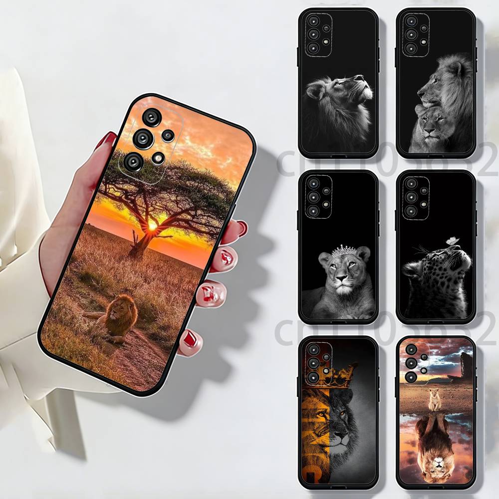 Чехол для телефона с рисунком льва для Samsung Galaxy A13, 21s, 22, 31, 32, 52, 53, 71, 80, A91, мягкий черный корпус
