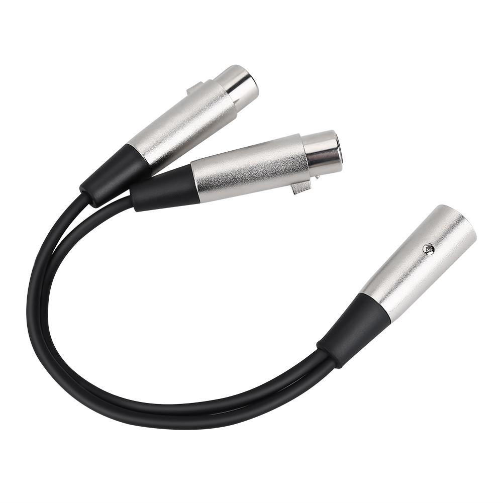 33см Металлический XLR3M на двойной XLR3F Кабель для микрофонной осветительной тюнинговой консоли