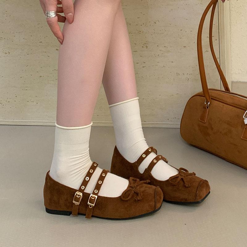 Fashion Soft Female Shallow Fashion Butterfly-Knot Ladies Flats With Shoes Buckle Strap Footwear Mary Janes Flats Shoes For Women