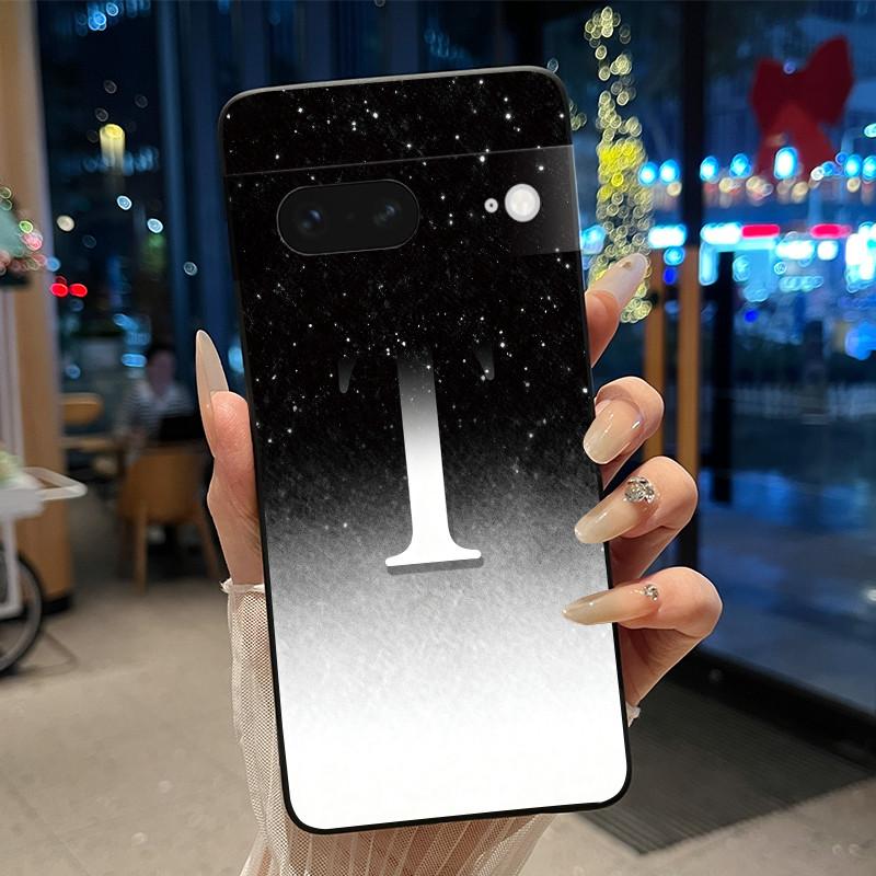 Чехол для телефона с цветочной буквой для Google Pixel 7 Мягкий силиконовый черный чехол для Google Pixel 7a Противоударный корпус
