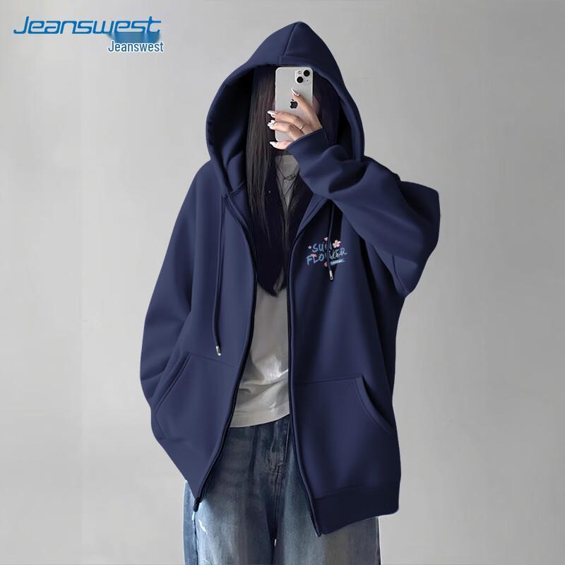 Женская толстовка с капюшоном и цветочным принтом Jeanswest свободного кроя