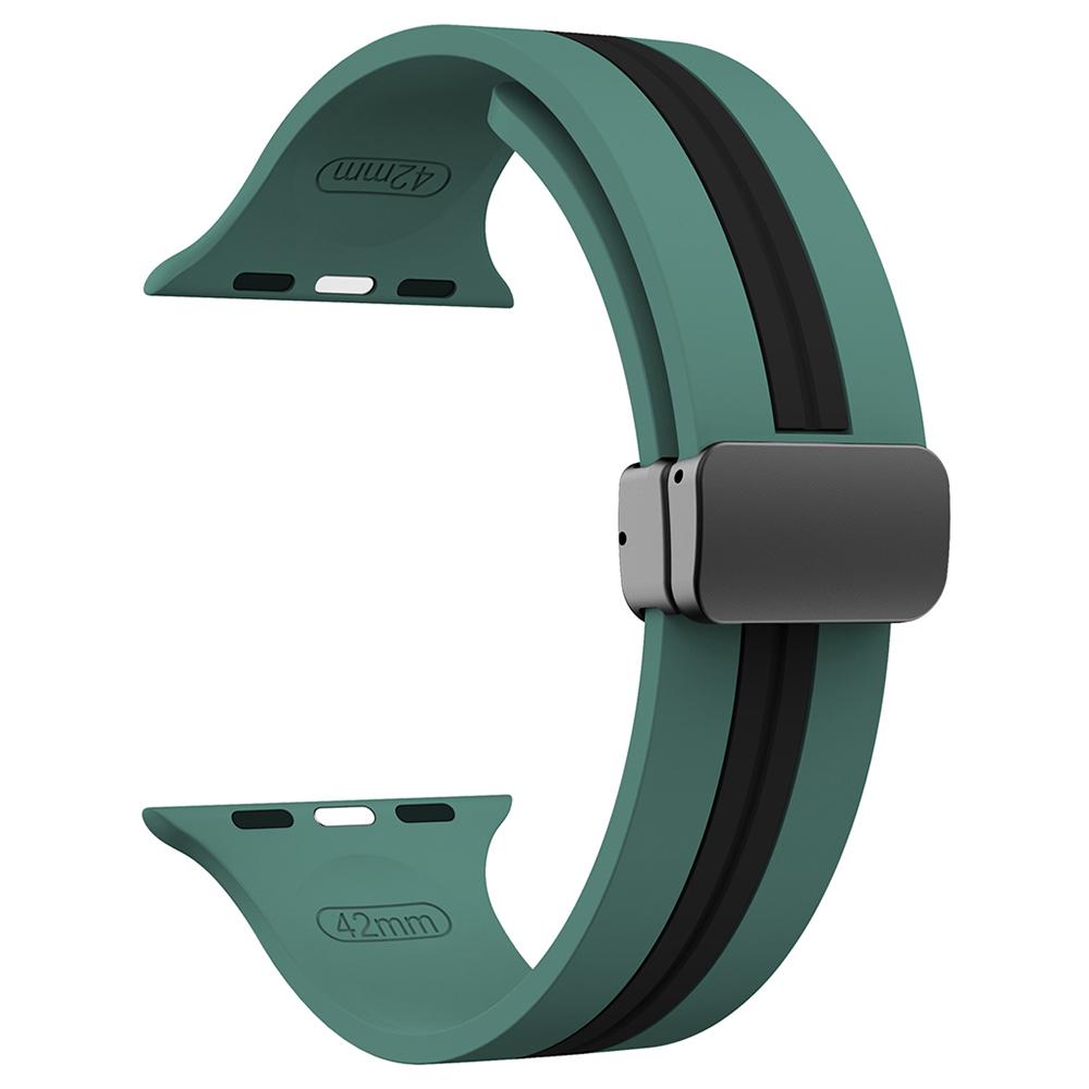 KALEBOL Полосатый магнитный силиконовый ремешок для Apple Watch Series 10 9 8 7 SE 6 5 4 3 2 1 42 мм 41 мм 40 мм 38 мм Ремешок для часов