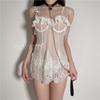 Erotic Underwear, sexy halter nightgown, Hot lace Seductive, Cut-out beauty back, steel support, Gathering pajamas 8474
