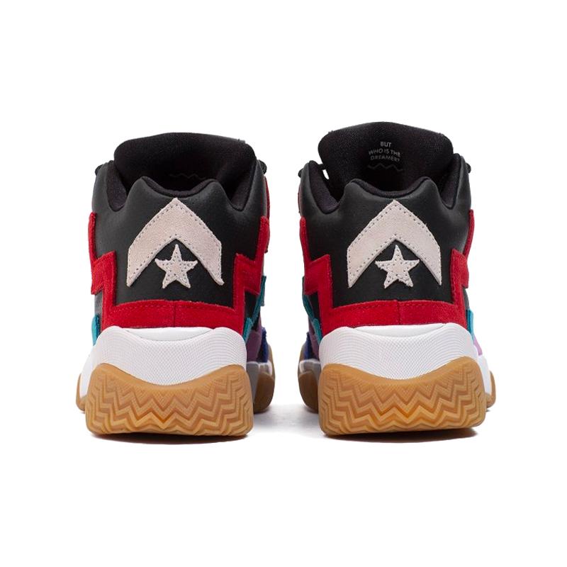 Converse VLTG Basketball Striped Color-blocking Black Sugar Fruit Mid-top Retro Basketball Shoes Women's Black Red Pink