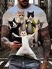 Мужская 3D футболка с принтом животного Самурайский Кот, Летняя Мода, Повседневная, Для улицы, С круглым вырезом, С коротким рукавом, Для мужчин