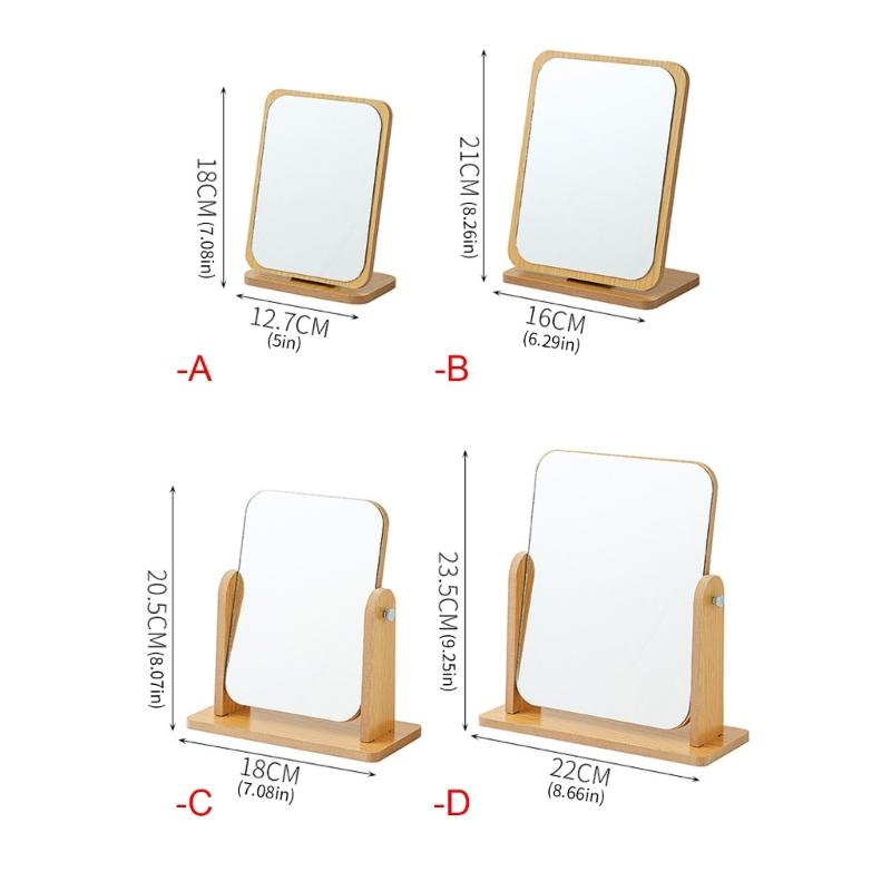 Rotatable Makeup Mirror with Wooden Stand Desktop Makeup Mirror,Lovely Cosmetic Mirror Vanity Mirror for Womens Girls