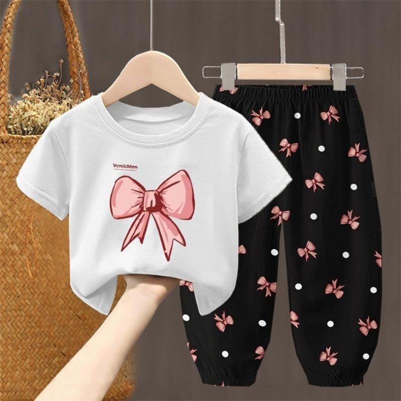 2Pcs/Set Summer Sets Children's Clothing Girls Kids Toddler Clothes Cute Fashion T-shirt Top + Pants Baby Girl Clothes