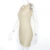 Летнее Без Рукавов Сексуальное Сумка Бедро Короткое Платье Простое Стройнящее Майка Круглый Вырез Мини-Платья Базовое Модное Bodycon Вечеринка Элегантная Одежда