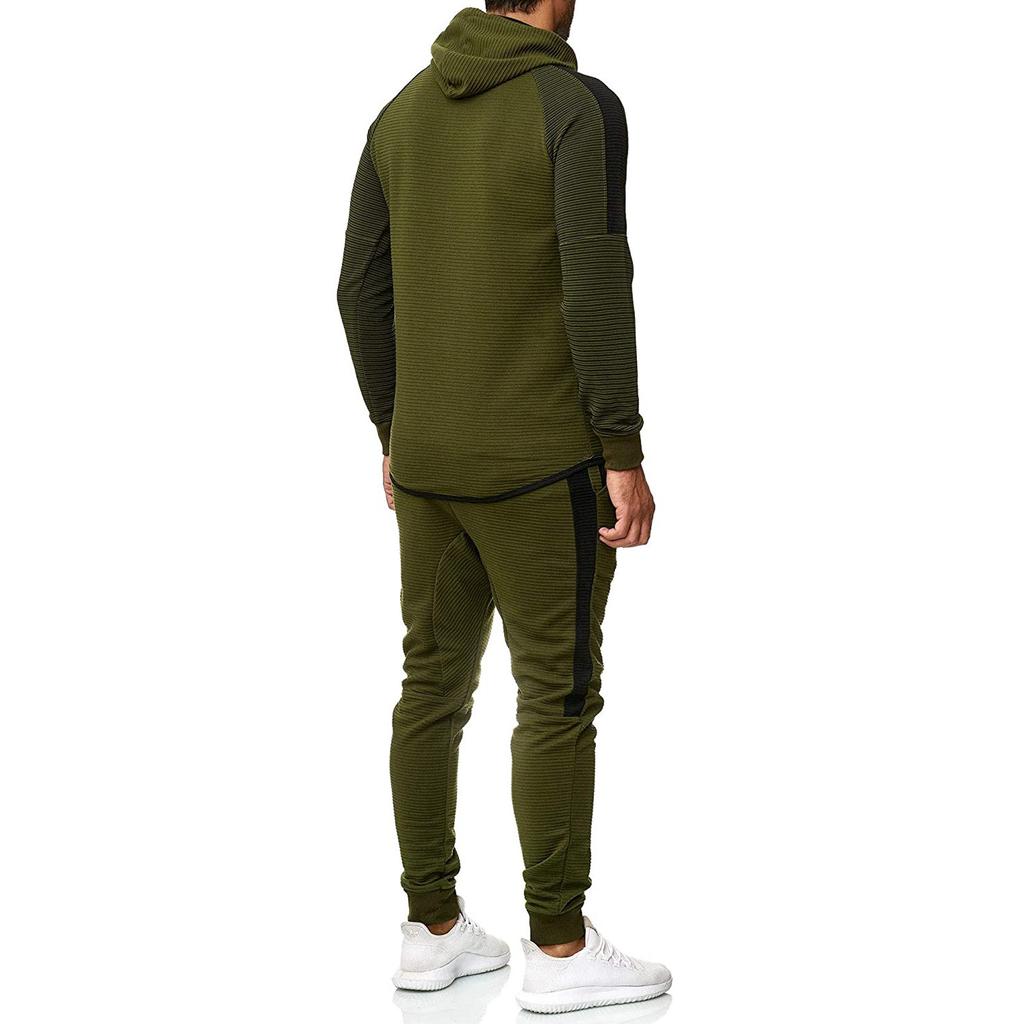 Мужской весенне-осенний кардиган с круглым вырезом и капюшоном, костюм-толстовка с цветными блоками