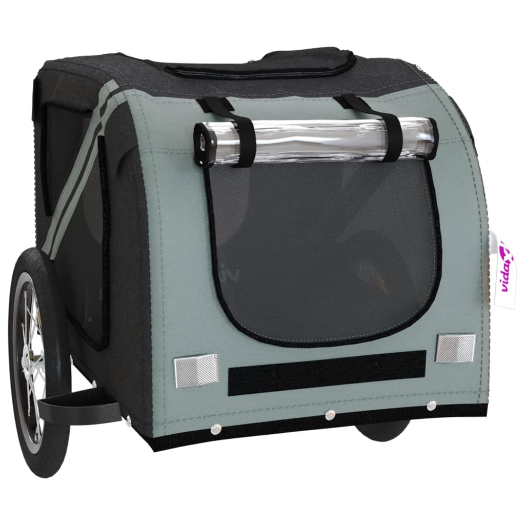Bicycle Trailer for Dogs Black and Gray Oxford Fabric and Iron