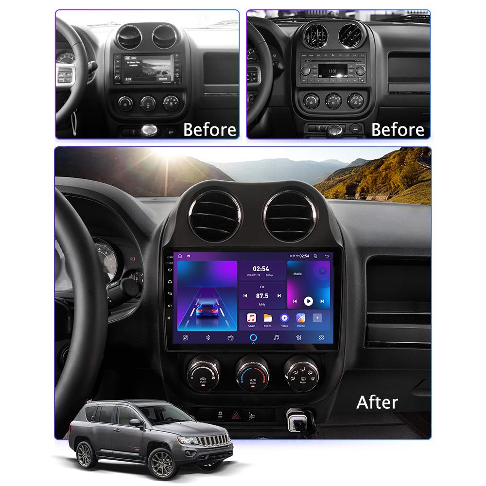 Автомобильная магнитола Android Car-Play для JEEP Compass 2009-2016 Мультимедийный плеер Головное устройство Стерео Навигация GPS BT WIFI, 2+64 ГБ