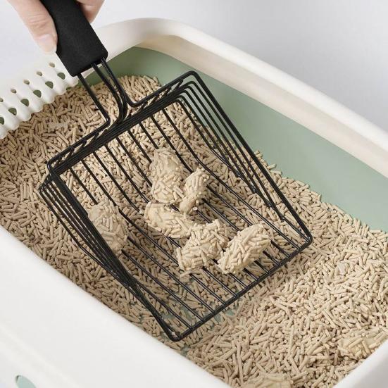 Совок с антипригарным покрытием, металлическая лопата для кошачьего туалета, удобная длинная ручка, лопата для кошачьих какашек, домашних животных