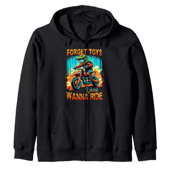 Forget Toys I Just Wanna Ride Dirt Bike Rider Kids Motocross Zip Hoodie… More