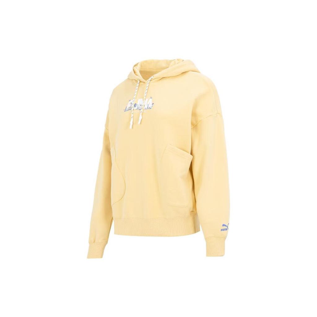 Puma Letter Pattern Printed Casual Hoodie Women Hoodies Light-Straw-Yellow 539960-42
