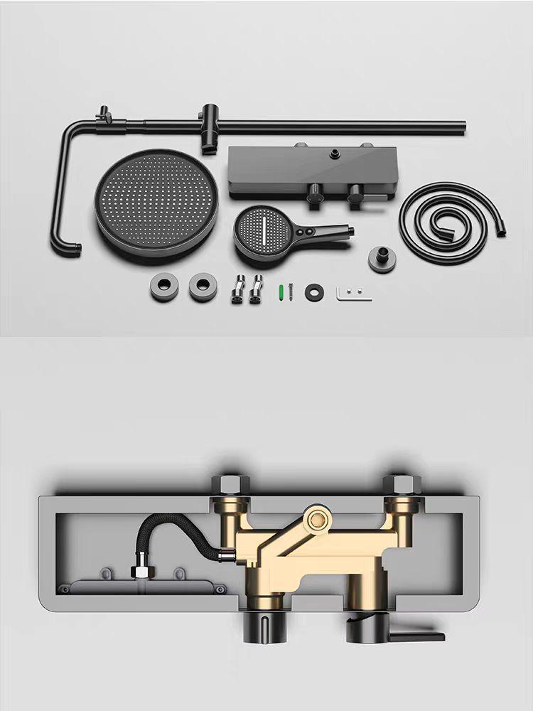 Роскошная полностью медная лейка тропического душа с большой полкой и регулируемым контролем температуры