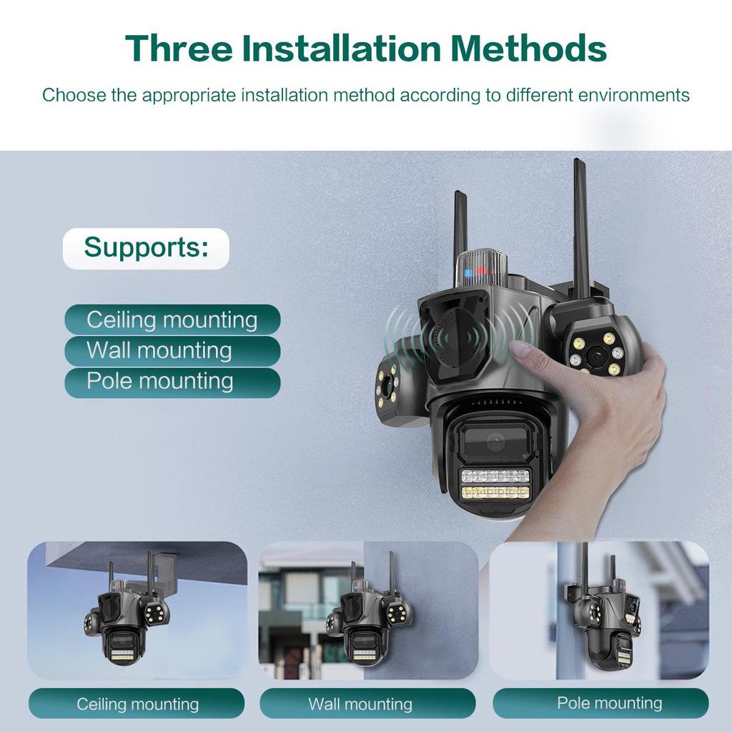 Wireless Cross-Border iCSee Surveillance Camera with Triple Lens for Indoor and Outdoor Use