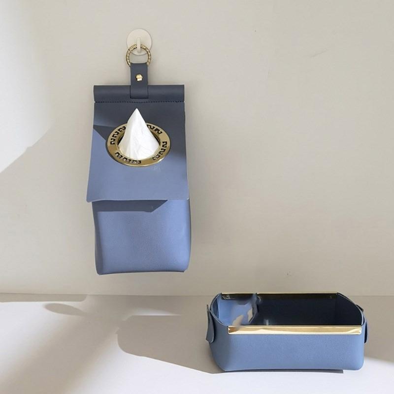 Leather Toilet Tissue Box easy installs Not Damage Wall Hanging Roll Case Paper Towel Holder for Kitchen Bathroom Use