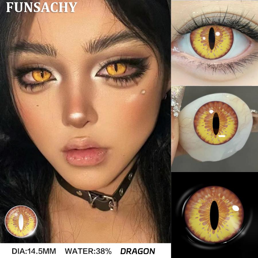 FUNSACHY Cosplay Black White Contact Lenses for Eyes 1Pair Colored Anime Lens Eye Makeup Pupil Halloween Women Men's Accessories