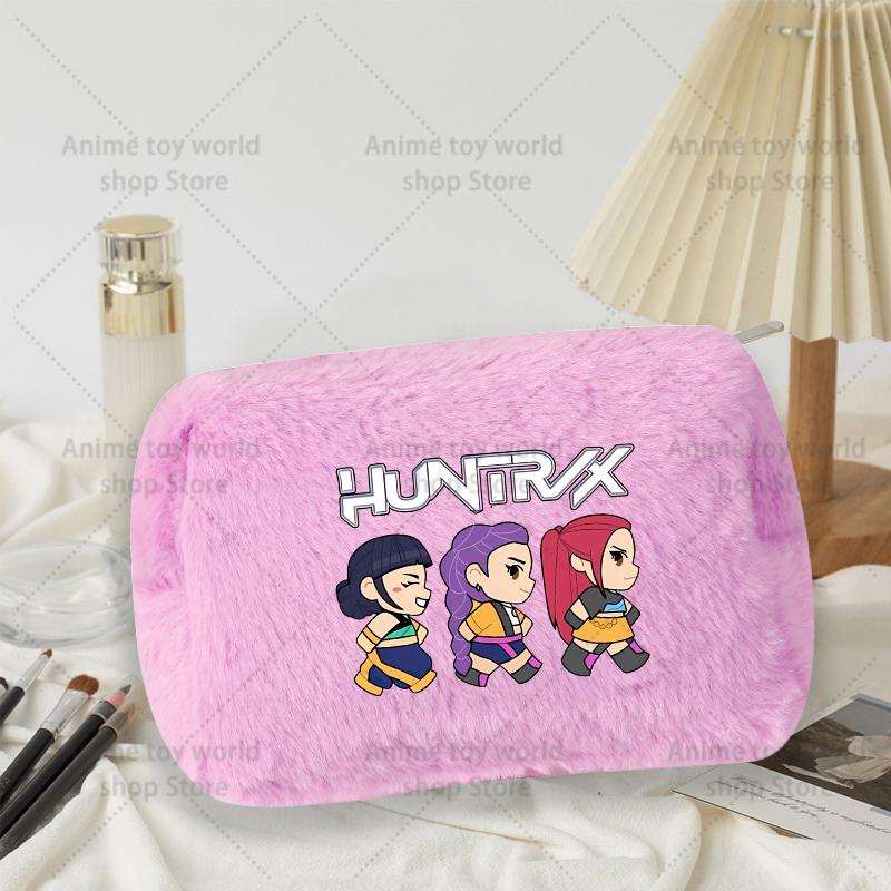 Kpop Demon Hunter Girls Women Plushes Cosmetic Bag New Makeup Bags Ladies Travel Organization Pouch Pink Pencil Case Gift