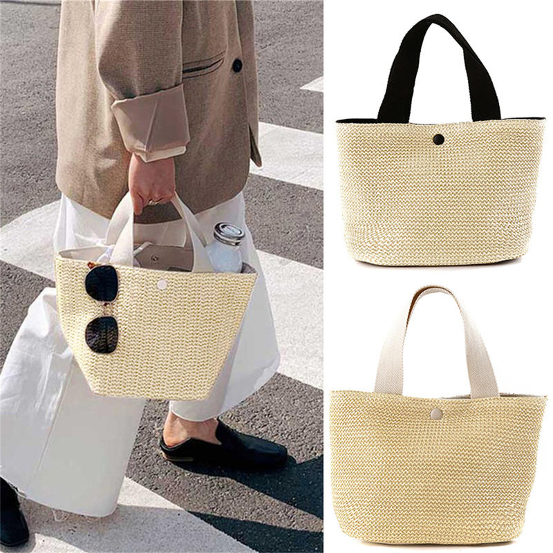 Casual Rattan Women's Handbag Summer Beach Straw Bag Woven Handbag Large Capacity Ladies Travel Bag